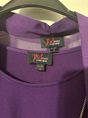 JM Studio by John Meyer Plum 2-Piece Dress and Chiffon Cardigan Set with Necklac